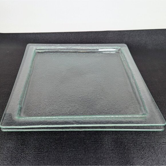 Two large square textured glass serving plates 30 cm/12 inch Vintage - Picture 1 of 3